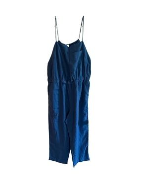 Everlane Blue Linen Oversized Adjustable-Strap Jumpsuit L-XL